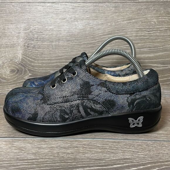 Alegria Kimi PRO Stone Roses Womens Sz 6-6.5/EU 36M Leather Metallic Floral Shoe - Picture 3 of 12